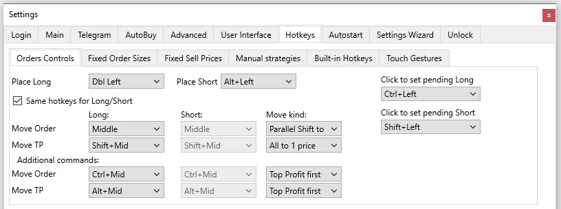 Moonbot Terminal: Settings tab – Hotkeys: Orders Controls